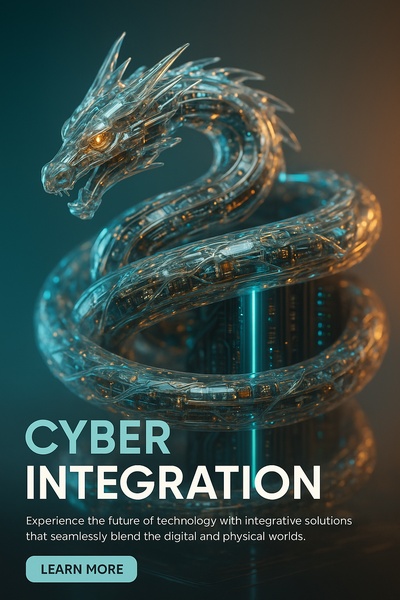Hyperrealistic Cyber Dragon Coiled Around a Server Core