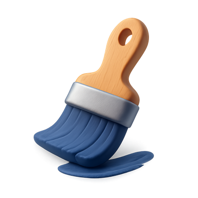 Stylized 3D Brush Stroke Icon with Isometric Perspective