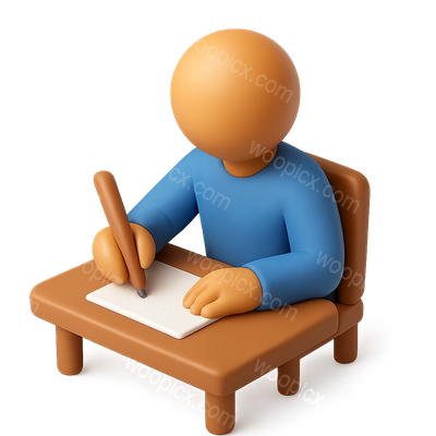 3D Writing Icon in Isometric Style with Transparent Background