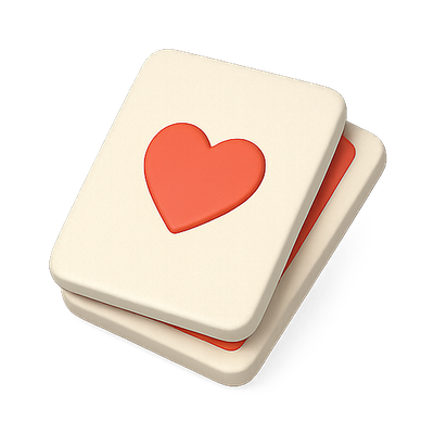 Stylized Heart Icon on Stacked Tiles