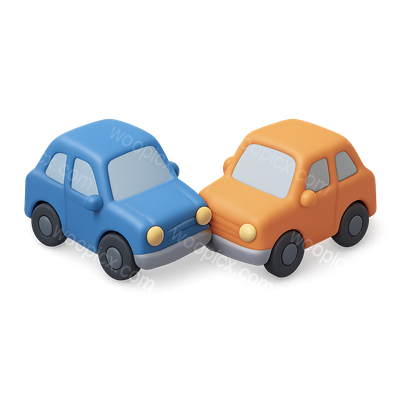 Colorful 3D Cars Facing Off in Isometric View
