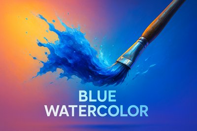 Vibrant Blue Watercolor Brush Splash Art