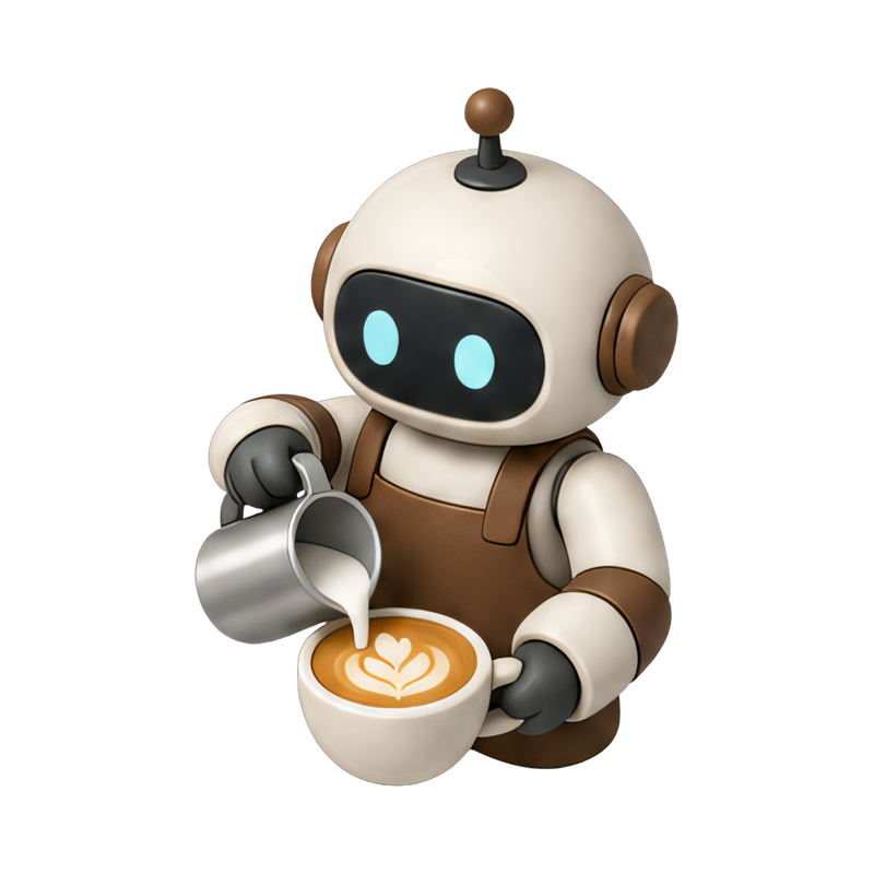 robot barista creating latte art