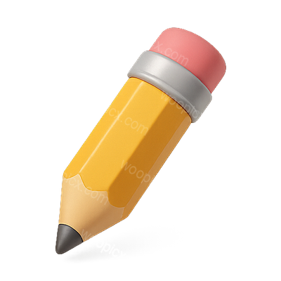 3D Rendered Yellow Pencil with Eraser