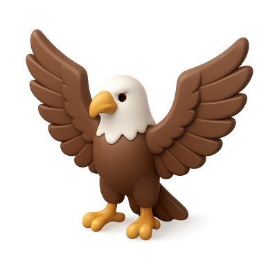 Cute 3D Eagle Icon with Outstretched Wings