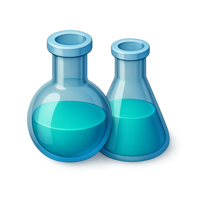 Stylish 3D Laboratory Flasks with Volumetric Design