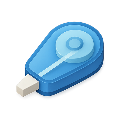Stylish 3D Correction Tape Icon Design
