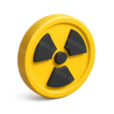 3D Nuclear Symbol Icon with Isometric Design