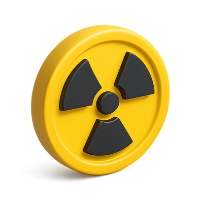3D Nuclear Symbol Icon with Isometric Design