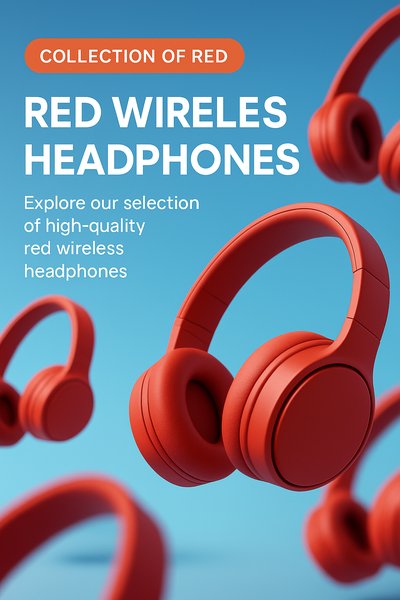 Vibrant Collection of Red Wireless Headphones Display
