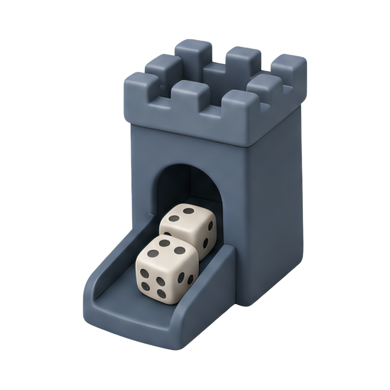 colorful dice tower with dice