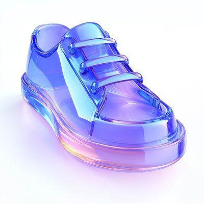 Stylized 3D Render of a Transparent Shoe