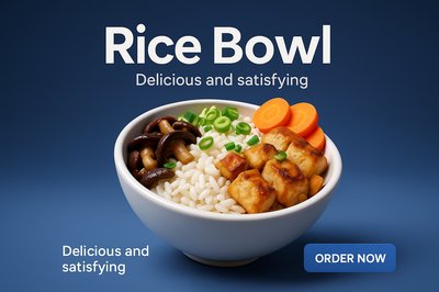 Promotional Image for Rice Bowl Meal with Modern Design