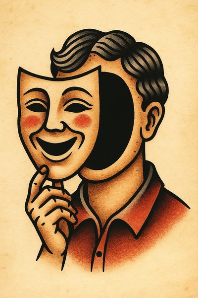 Mask of Smiles and Emptiness Illustration