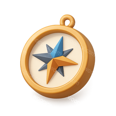 Stylish 3D Compass Icon with Colorful Star Design