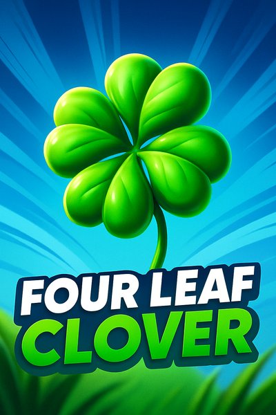 Dynamic Four Leaf Clover Illustration with Vibrant Colors