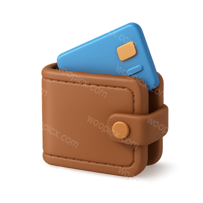 Stylish 3D Wallet Icon with Credit Card