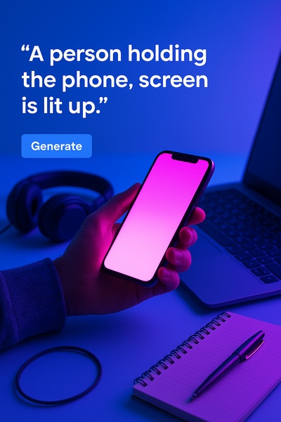Vibrant Neon Glow from Phone in a Blue Setting