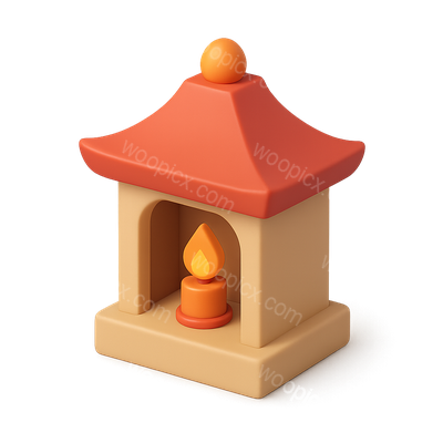Colorful 3D Icon of a Lantern with Candle