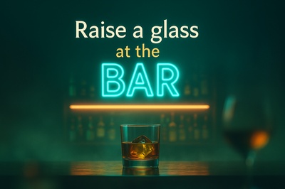Neon Bar Scene with Drink and Glow Effects