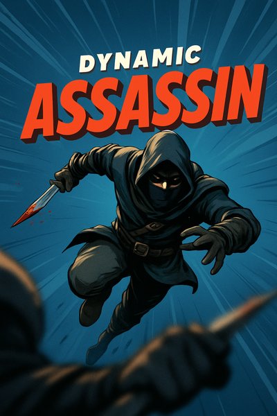 Dynamic Assassin in Action with Bold Typography