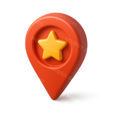 3D Star Location Marker Icon in Isometric View