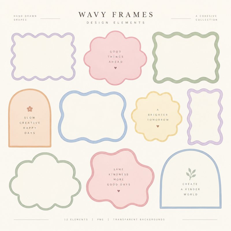 hand-drawn wavy frames collection