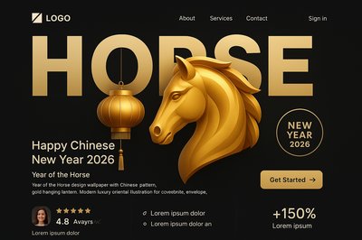 Bold Chinese New Year 2026 Landing Page Design Featuring Horse