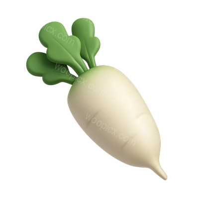 3D Daikon Radish Icon in Isometric View