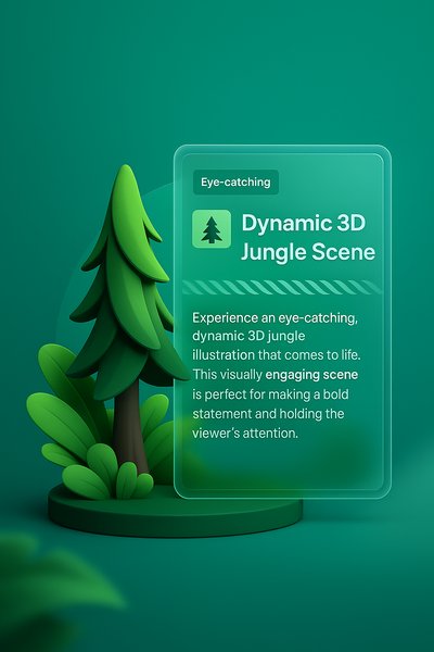 Dynamic 3D Jungle Illustration for Engaging Web Design