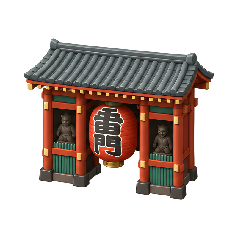 traditional temple gate with lantern