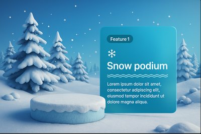 Winter Landscape with Snow Podium for Product Placement