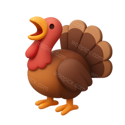 3D Turkey Icon in Vibrant Colors for Thanksgiving