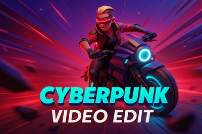 Dynamic Cyberpunk Video Edit with Bold Typography