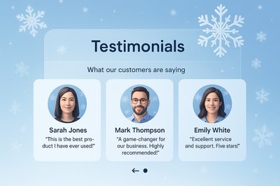 Engaging Testimonials Section with Winter Theme Design