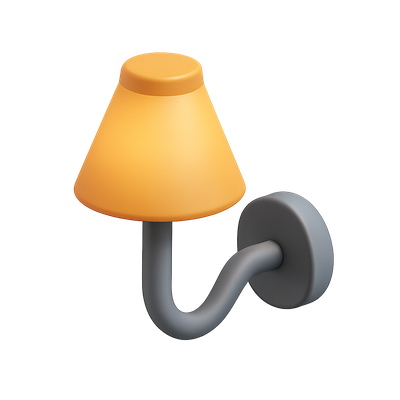 Stylish 3D Wall Lamp Icon with Isometric View