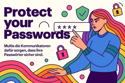 Vibrant Abstract Waves and Icons for Password Protection