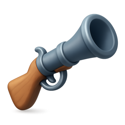 3D Icon of a Vintage Cannon with Wooden Handle