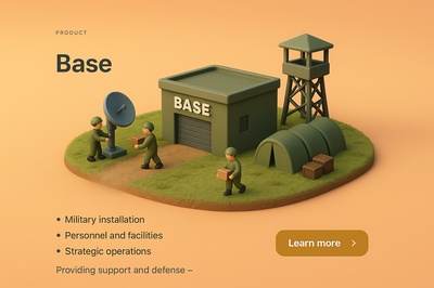 Miniature 3D Landscape of a Military Base Scene