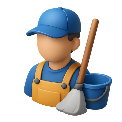 3D Cleaner Icon in Isometric View with Tools