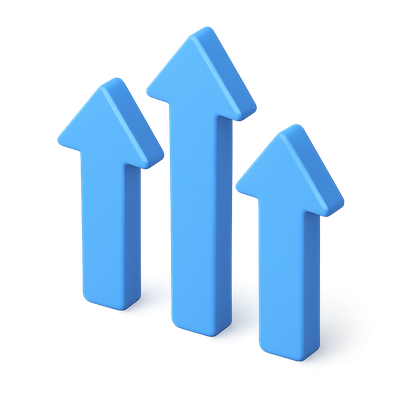 Stylish 3D Arrows Icon in Blue Color Scheme