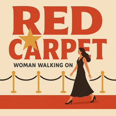 Stylized Illustration of a Woman on a Red Carpet