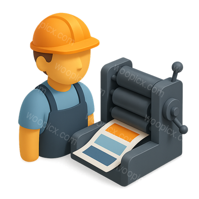 3D Icon of a Printer Press Operator in Isometric View