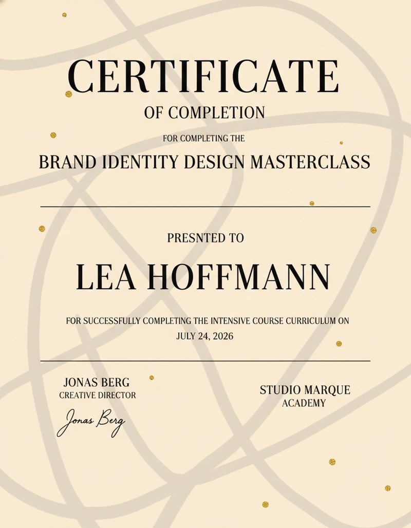 Elegant certificate of completion