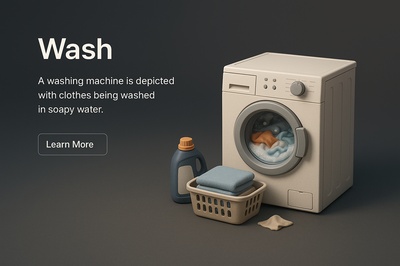 Realistic 3D Scene of a Washing Machine with Soapy Water