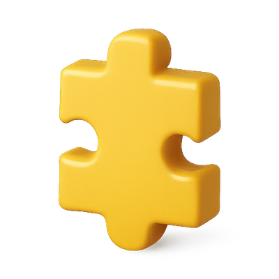 3D Yellow Puzzle Piece Symbolizing Connection and Problem Solving