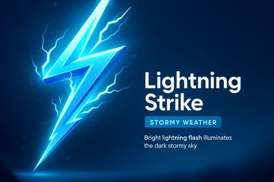 Striking Lightning Bolt on Dark Background