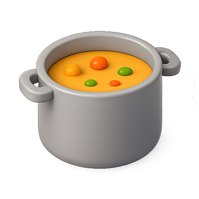 Stylized Cooking Pot with Colorful Soup