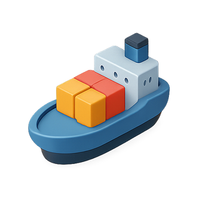 Colorful 3D Toy Cargo Ship Model