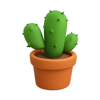 3D Cartoon Cactus in a Pot